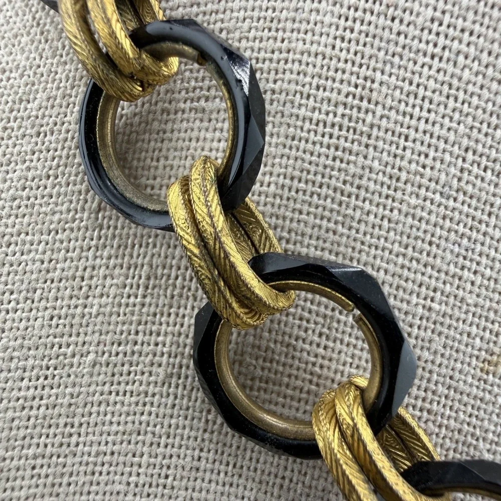 Vintage Necklace Coated Hexagon Link Unique Gold Tone 15